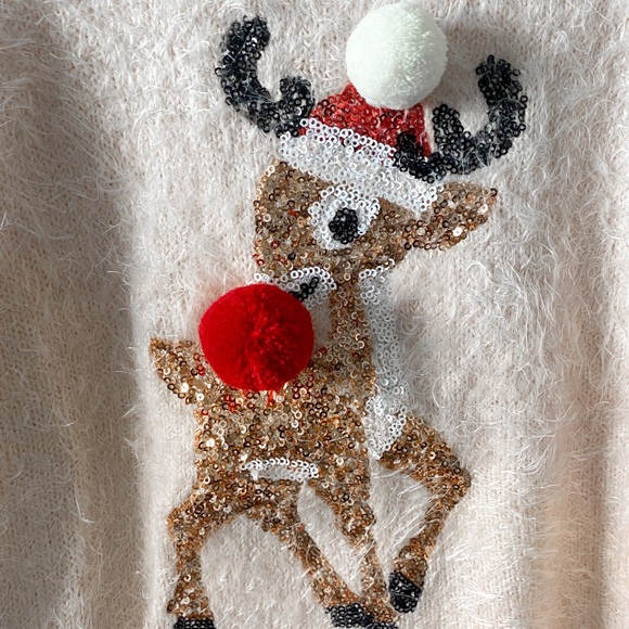 Sequined Rudolph Christmas Sweater - Picture 3 of 5